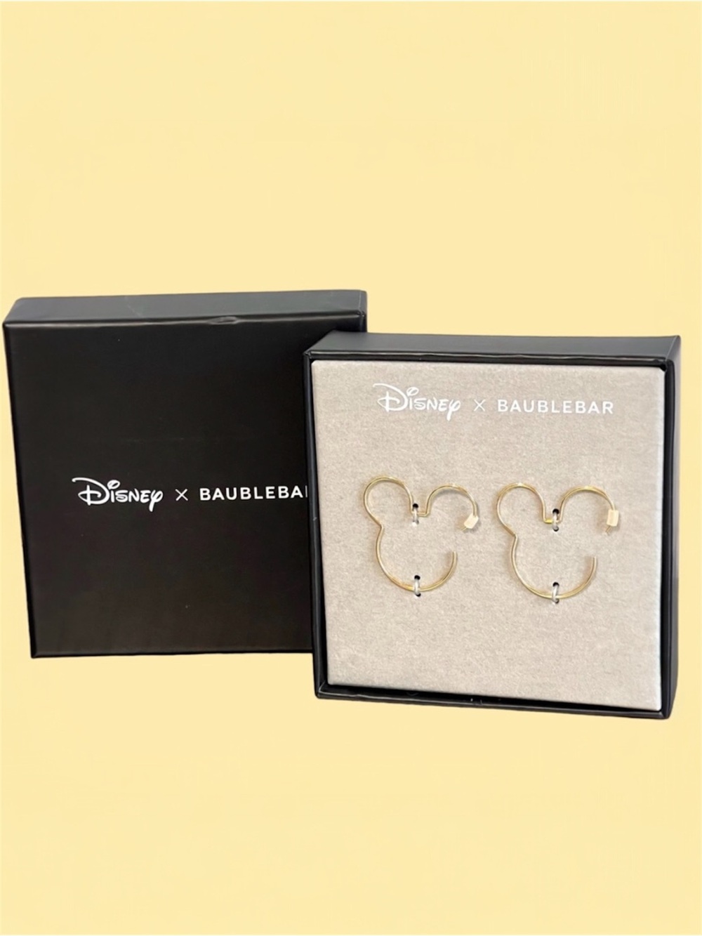 NWT Disney x BaubleBar Mickey Mouse Gold Threader Hoop Earrings